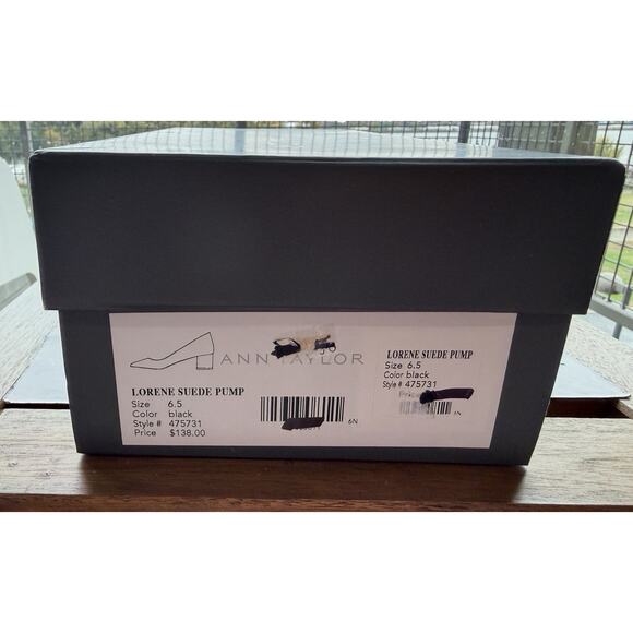 NWT Ann Taylor Lorene Black suede Pump animal print 2" Block Heel 6.5- 138$ - Picture 8 of 11